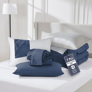 Nestl 9 Piece Comforter Set, Pinch Pleated Bedding Set, Bed in a Bag, Comforter Set with Down Alternative Pillows - 1 of 4