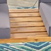 Sapphtopaz Modern 2-Seater Outdoor Patio Sofa, Industrial Acacia Wood Outdoor Sofa with Iron Legs & Plush Cushions, Teak Finish Loveseat Sofa - 3 of 4