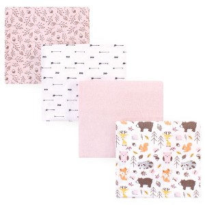 Hudson Baby Infant Girl Cotton Flannel Receiving Blankets, Girl Pinecone, One Size - 1 of 2