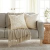 2-Pack Yarn-Dyed Patterns Natural Throw Pillows - Becky Cameron, Natural Yarn-Dyed Bengal Stripe / Distressed Floral, 20 x 20 - 3 of 4