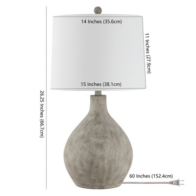 Tolen 26.25" Distressed Grey Ceramic Table Lamp with White Shade