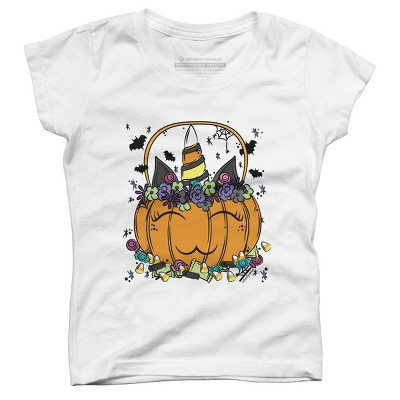 Girl's Design By Humans Halloween Unicorn By Desdymona T-Shirt