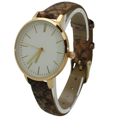 Olivia Pratt Snake Print Leather Strap Watch