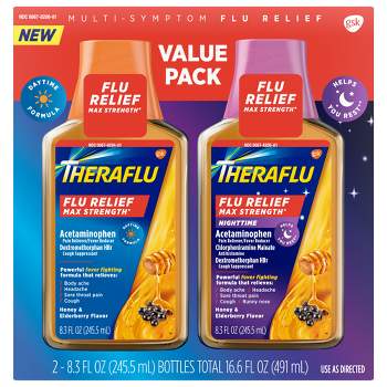 Theraflu Multi-Symptom Flu Relief Max Strength Day & Night Liquid - Honey Elderberry - 16.6 fl oz