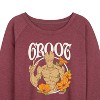 Women's - Marvel - Guardians of the Galaxy Groot Peace Flowers Lightweight French Terry Wide Neck Long Sleeve Shirt - 2 of 4