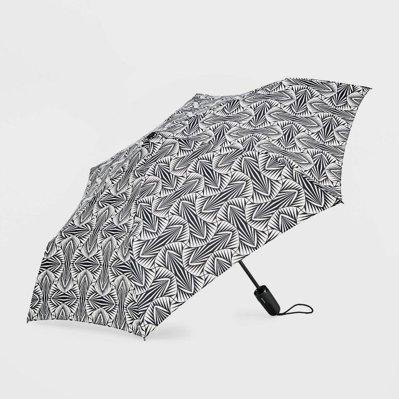 ShedRain Auto Open Auto Close Compact Umbrella - Black/White, 1 of 6