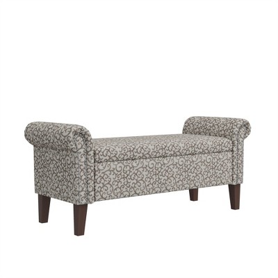 OUTSUPPLY Storage Ottoman Bench, Floral Bonsai Fabric, Hidden Storage for Living Room & Bedroom