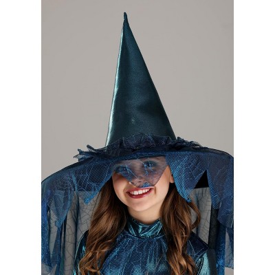 XL Teal Blue Polyester Spandex Moonlight Spider Witch Costume