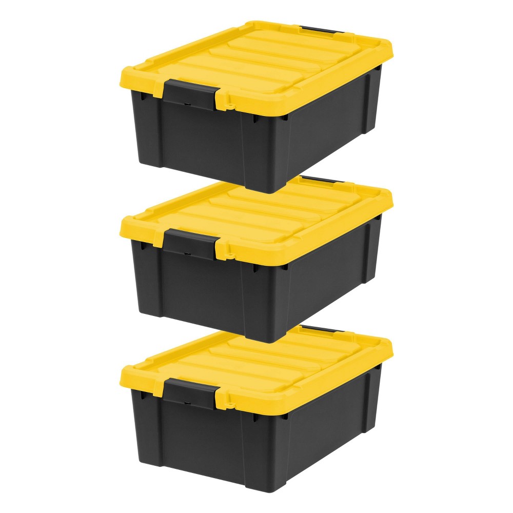 IRIS 11.75gal 3pk Heavy Duty Plastic Utility Storage Bin For Garage and Basement: Stackable, Lidded, Portable