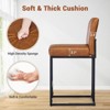 24" Counter Height Bar Stools Set of 2, Modern PU Leather Barstools with Back, Black Metal Frame and Footrests for Kitchen Island or Home Bar - 4 of 4