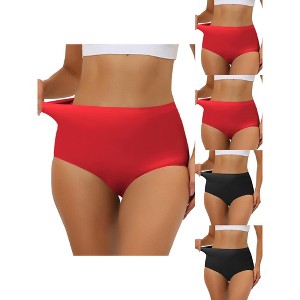 Allegra K Women's Elastic High-Waisted Unlined Breathable 5 Packs Hipster Underwear - 1 of 4