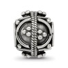 Black Bow Jewelry Sterling Silver Antiqued Artisan Divided Oval Design Bead Charm - 3 of 4