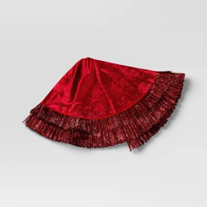 48" Christmas Tonal Tinsel Tree Skirt Red - Wondershop™ - 1 of 4