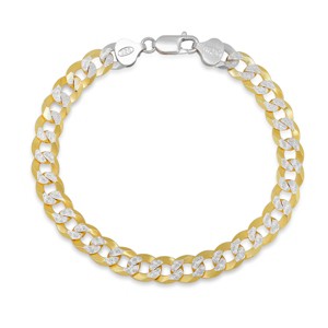 Steeltime unisex sterling silver diamond cut curb link chain bracelet. Color Options: Silver, Gold, Two-Tone - 1 of 3