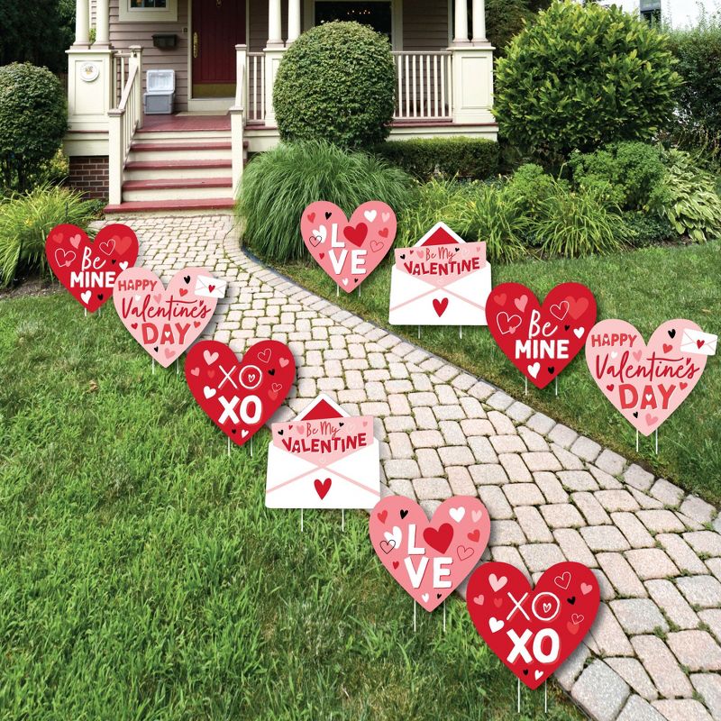Big Dot of Happiness Happy Valentine's Day - Hearts, Envelope Lawn Decorations - Outdoor Valentine Hearts Party Yard Decorations - 10 Piece, 1 of 9