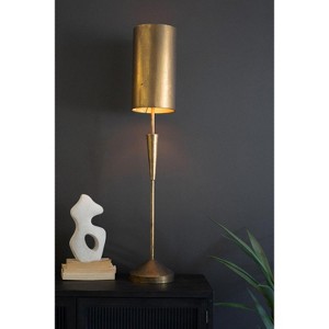 Antique Gold Table Lamp with Metal Barrel Shade – 40 Inch Tall Modern Lighting By kalalou - 1 of 4