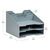 Mind Reader Desktop Organizer, Vertical File Holder, Paper Trays, Office, Plastic, 12.5"L x 11.75"W x 9.5"H, Black - 3 of 4