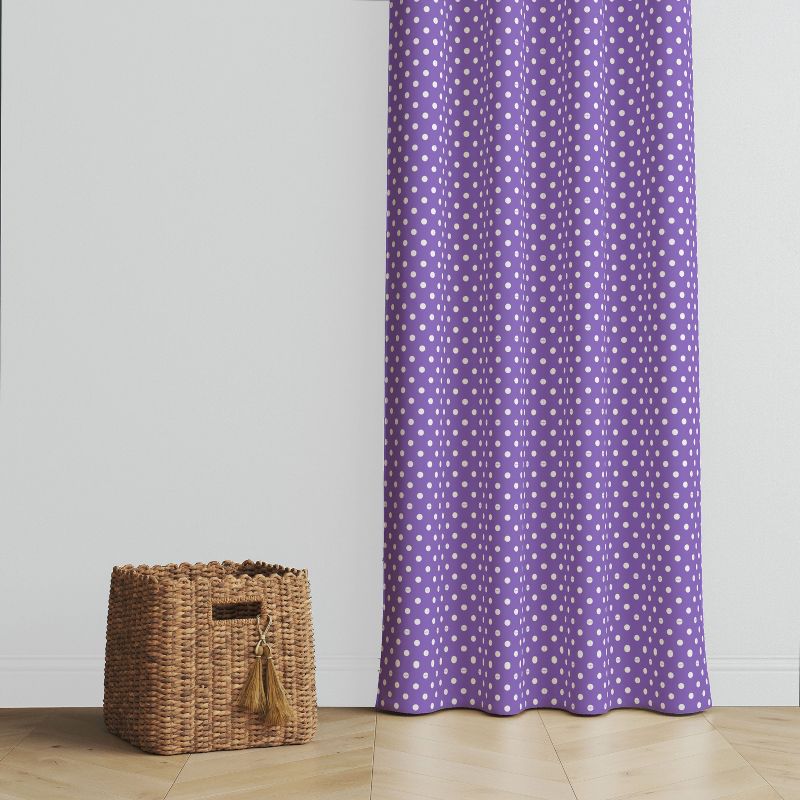Bacati - Pin Dots Purple Cotton Printed Single Window Curtain Panel, 2 of 5
