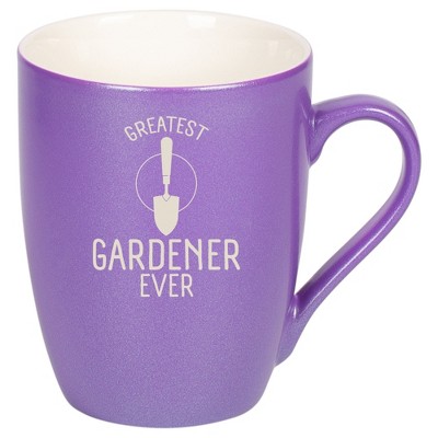 Elanze Designs Greatest Gardener Ever 10 Ounce Ceramic Laser-Etched Engraved Drinkware Mug, Metallic Passion Purple