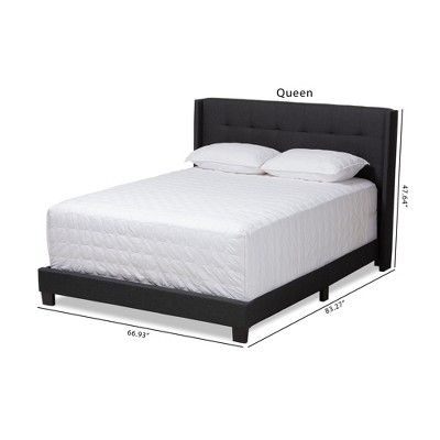 Charcoal Gray Upholstered Queen Bed with Tufted Headboard
