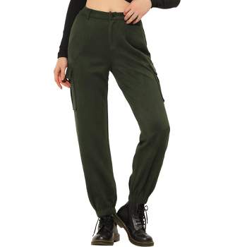 Allegra K Women's Straight Leg Pants Casual Elastic Waist Capris Crop  Slacks With Pocket Black Large : Target