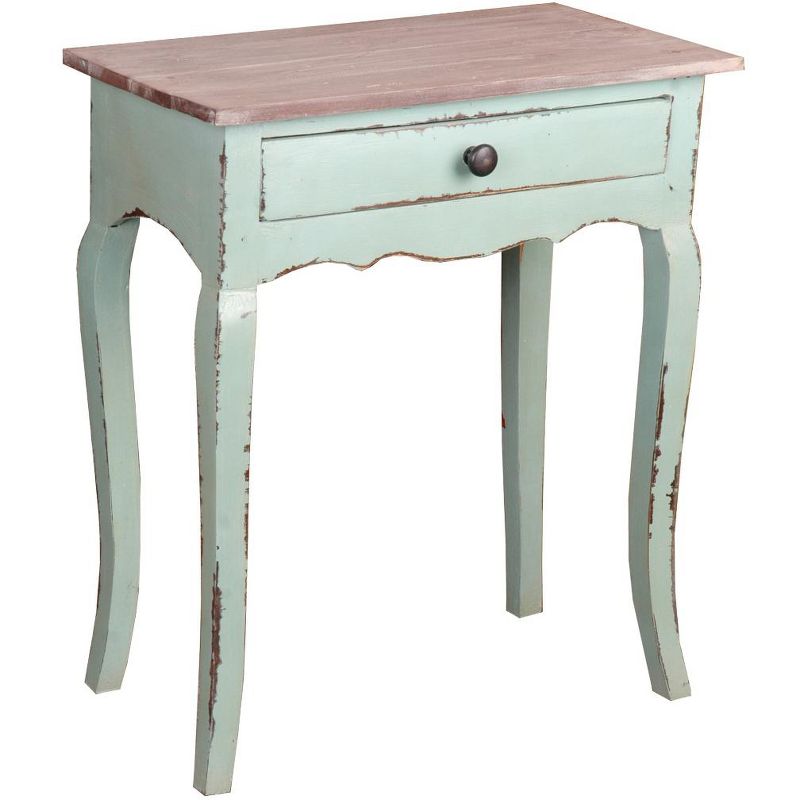 Besthom Shabby Chic Cottage 23.8 in. Bahama Rectangular Solid Wood End Table with 1 Drawer, 2 of 7