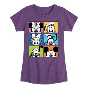 Girls' - Disney - Mickey Friends Grid Fitted Short Sleeve Graphic T-Shirt - 1 of 4