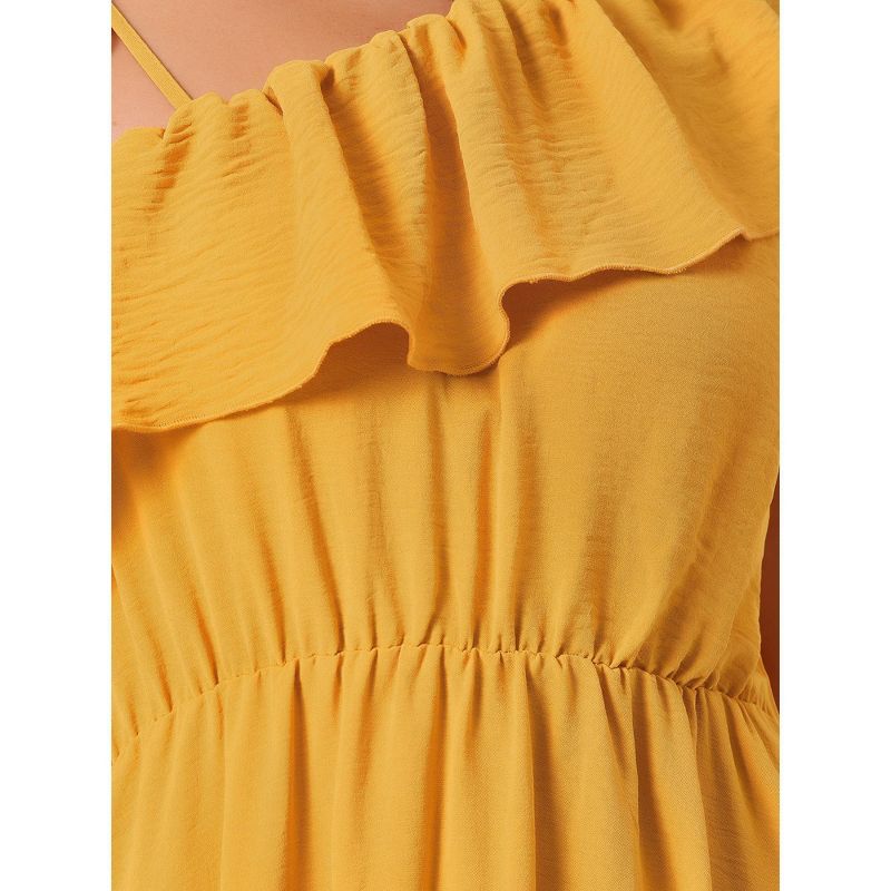 Allegra K Women's Summer One Shoulder Ruffle Neck Casual Flowy A-Line Tiered Dress, 5 of 6