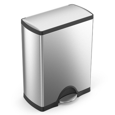 Brushed Stainless Steel 13 Gallon Rectangular Step Trash Can