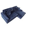 Navy Blue Modern Corduroy Corner Sofa Bed - Deep Seating, Six Pillows - 3 of 4