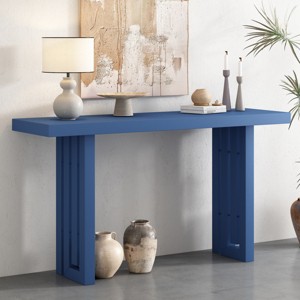 59" Modern Console Table with Unique Sculpted Side Panels & Oak Veneer Top for Entryway,Hallway,Living Room-Baofuwish - 1 of 4