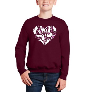LA Pop Art Cat Heart - Boy's Word Art Crewneck Sweatshirt - 1 of 4