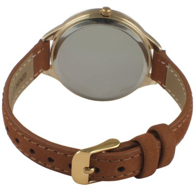 Peugeot Women 38mm Watch Multi Function Suede Leather Strap - image 2