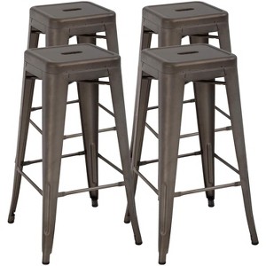 FDW Metal Bar Stools Set of 4 Counter Height Barstool Stackable Barstools  Indoor Outdoor Patio Bar Stool Home Kitchen Dining Stool - 1 of 4