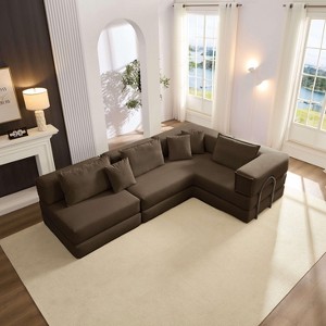 Whisen 118.2" L-Shaped Modular Sectional Sofa Set with 6 Pillows, Oversized Upholstered DIY Combination - 1 of 4