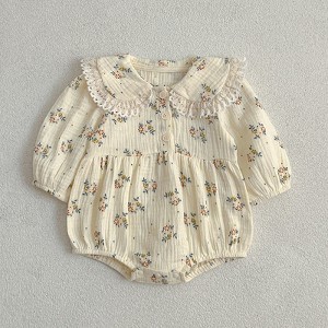 MyKids-USA Adorable Baby Lace Collar Onesies And Floral Pattern Girls’ Dress – Princess Sister Matching Set - 1 of 4