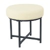 HomePop Round Metal Ottoman Cream Faux Sheepskin: Upholstered Footstool, Plywood & Metal Frame, Foam Fill - 2 of 4