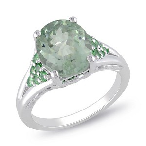 EVERLY JEWELRY | Sterling Silver 3 3/5 CT TGW Green Quartz Tsavorite Cocktail Ring - 1 of 4
