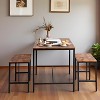 FurnitureR 3-Piece Dining Table Set with 2 Benches, Space-Saving Kitchen & Dining Room Set for Home or Restaurant, Metal Frame and MDF Top, Brown - 2 of 4