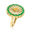 Ross-Simons Mother-Of-Pearl and .10 Carat Citrine Flower Ring With Green Enamel in 18kt Gold Over Sterling - 3 of 4