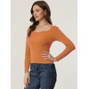 Allegra K Women's Sweetheart Neck Casual Long Sleeve Slim Fit Pullover Sweater - 3 of 4