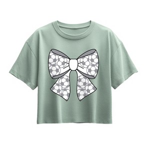 Girls' - Instant Message - Soccer Bow Short Sleeve Boxy Graphic T-Shirt - 1 of 3