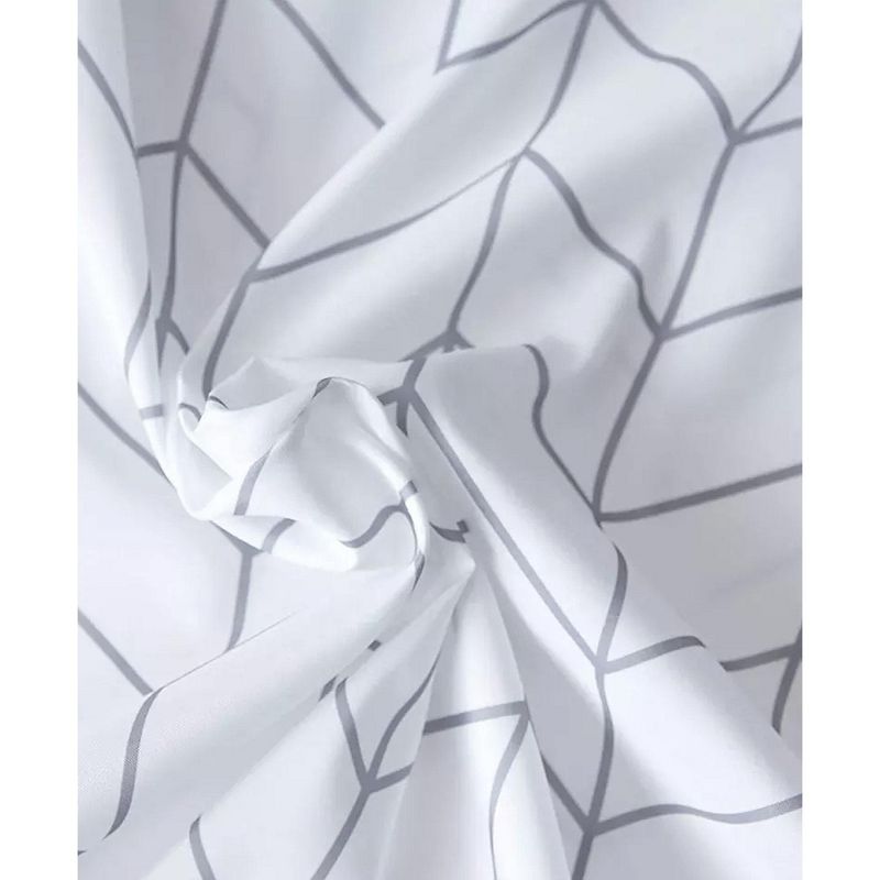 Kate Aurora Modern Simplicity Medium Weight Herringbone Gray & White Water Resistant Fabric Shower Curtain - 70 in. Long, 4 of 5