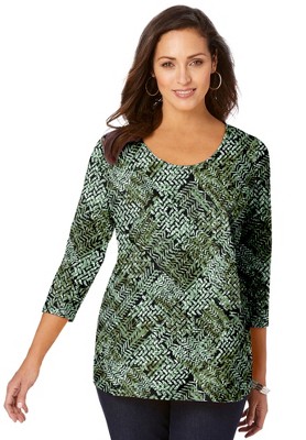 Jessica London Women's Plus Size Stretch Cotton Scoop Neck Tee
