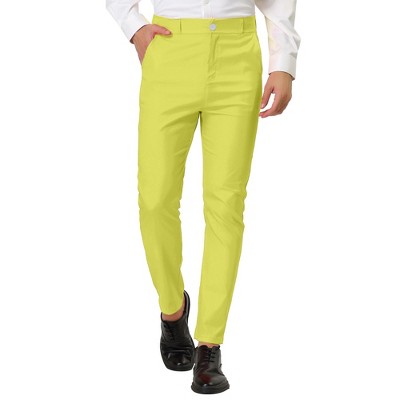 Lars Amadeus Men's Slim Fit Flat Front Solid Color Skinny Business Dress Pants