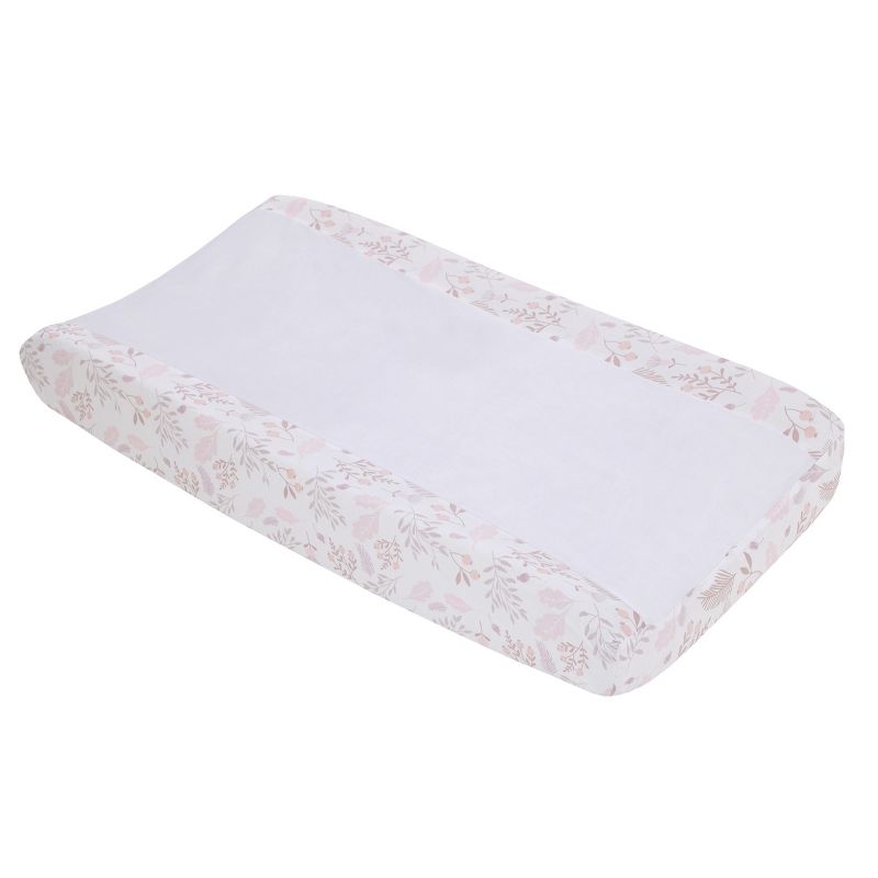 NoJo Sweet Bunny Pink, White, and Taupe Super Soft Contoured Changing Pad Cover, 1 of 2