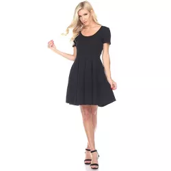 Women's Meghan Short Sleeve Fit & Flare Dress Black Large - White Mark