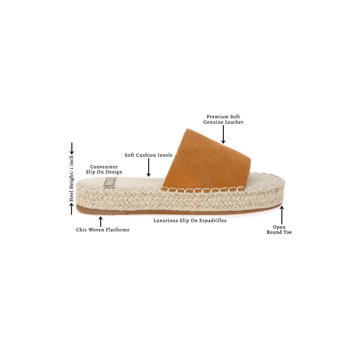 Обувь Rag & Co Womens Huntra Real Soft Leather Espadrille Flatforms 8 — фото 6