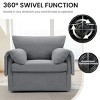 Comfortable Swivel Accent Armchair Oversized Upholstered Single Sofa With Side Pockets Teddy Swivel Arm Chair For Living Room,Bedroom-Cuddlewood - 3 of 4