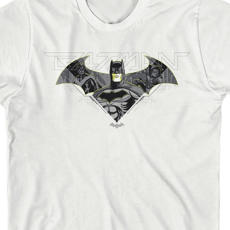 Batman Robin Nightwing Line Art White T-Shirt Toddler Boy to Youth Boy, 2 of 4